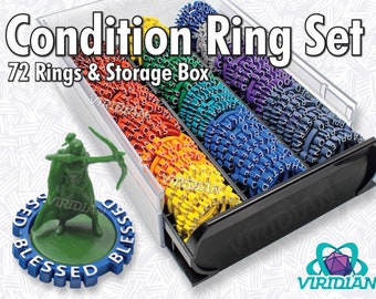 Viridian Condition Rings | 72 Status Effect Markers w/ 45 Unique Conditions | Dungeons and Dragons (DnD) | As Seen On Critical Role