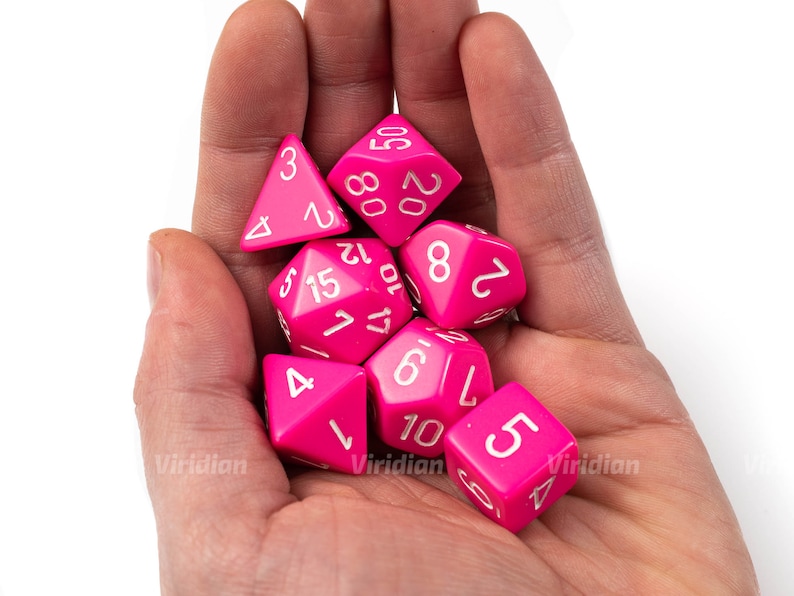 7 Chessex Dice Set Opaque Pink /& White