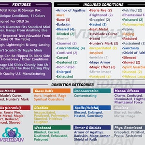 Viridian Condition Rings 72 Status Effect Markers w/ 45 Unique Conditions Dungeons and Dragons DnD As Seen On Critical Role image 4