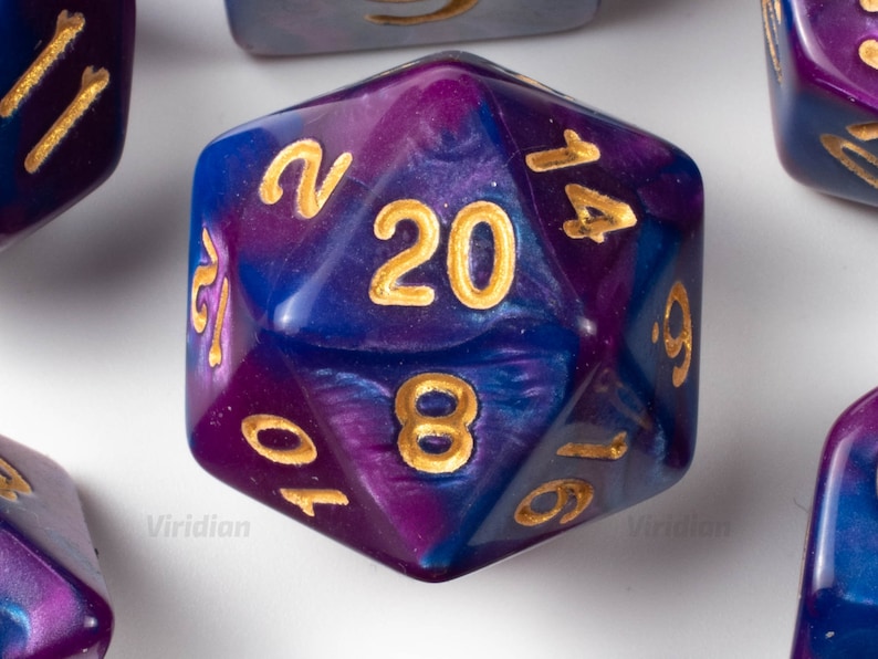 DnD 7 Purple Worm Violet /& Blue Swirled Acrylic Dice Set | Dungeons and Dragons