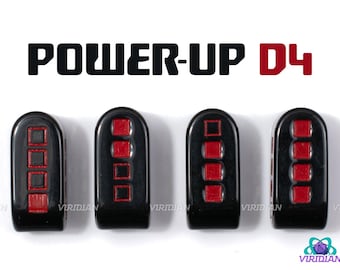 8-Bit Fury Power-Up D4 Dice Set | Retro Video Game, Black & Red Resin (Set of 4)