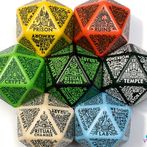 Dungeon: Generatore di stanze / Crea tipi di stanze per castelli/nascondigli/grotte/luoghi, Dadi casuali D&D, Improvvisazione / D20 gigante acrilico (1)