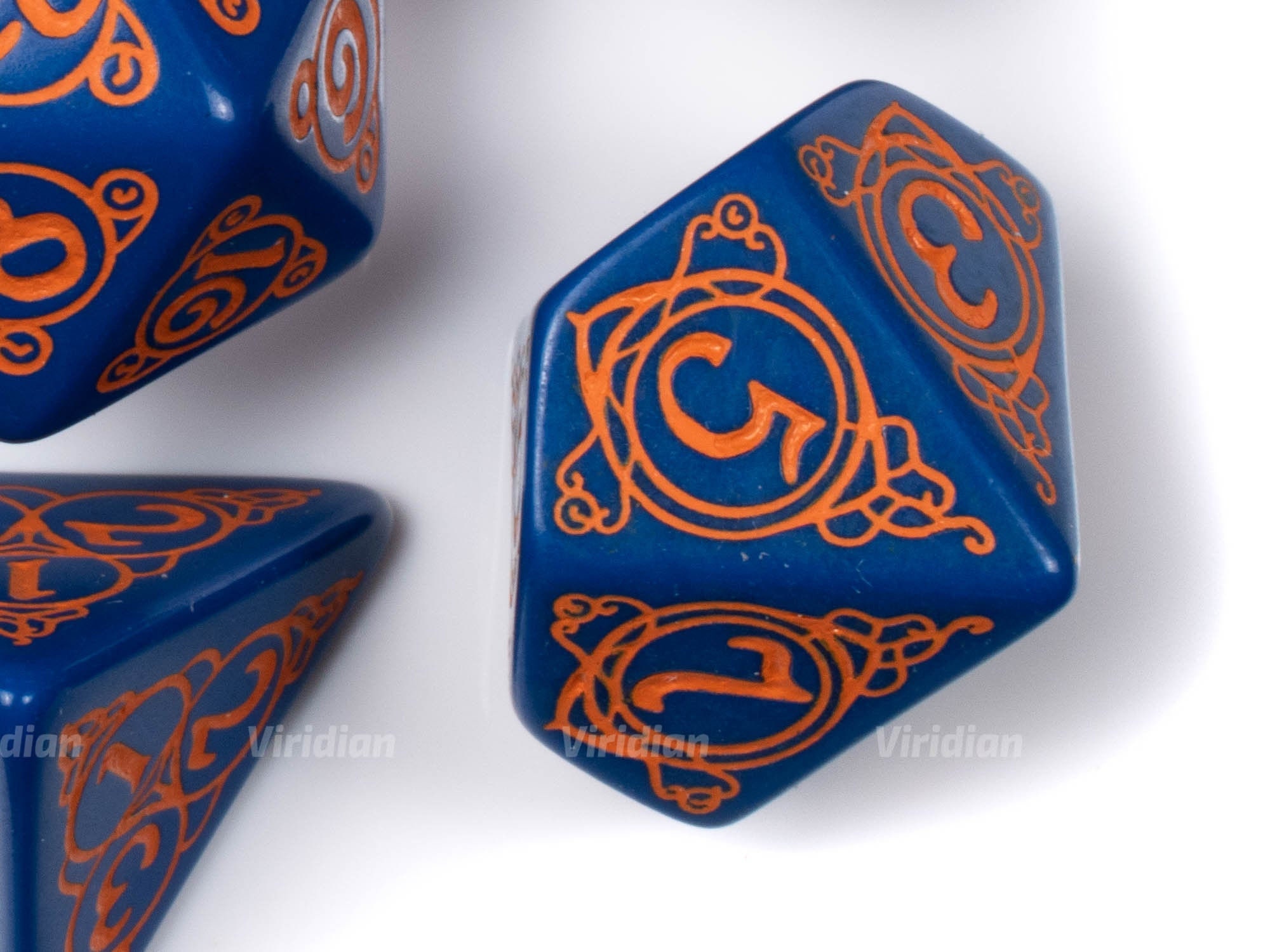 Wizard Dark Blue & Orange Dice Set 7 Q Workshop | Etsy Israel