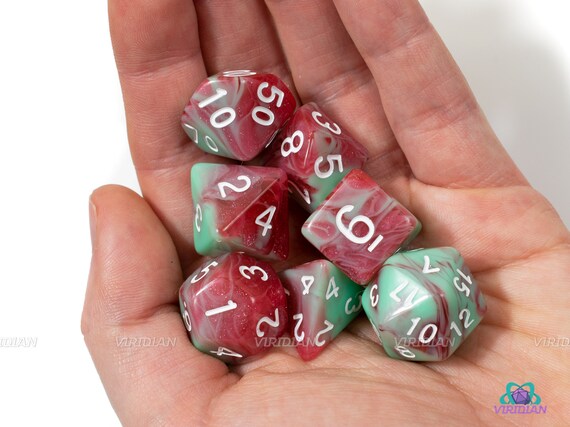 Watermelon Smoothie Pink with Mint Green Glitter Dice dnd Watermelon Smoothie Pink with Mint Green Glitter Dice dnd