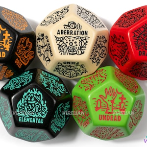 Monster Generator Die 2.0 | D&D Random Encounter Creation Dice, Enemies/Monster/Creature Types, 30mm | Acrylic Giant D12 (1)