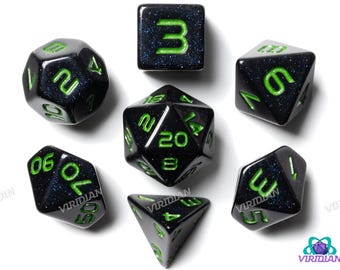 GALAXY: Starfall (Green) | Resin Polyhedral Dice Set (7)