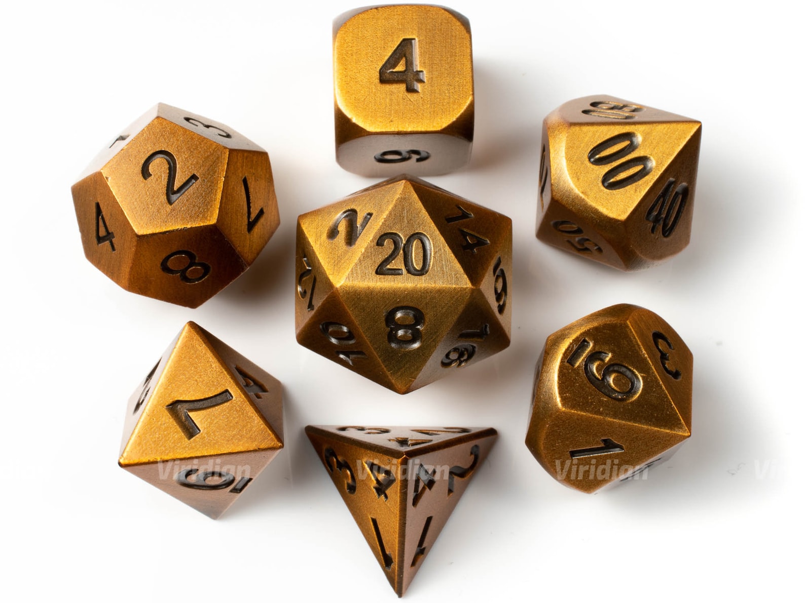 Toss A Coin Brushed Gold Metal Dice Set 7 Dungeons and Etsy