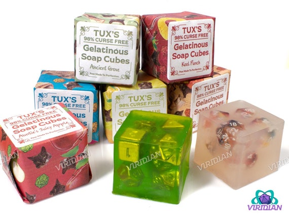 Tux's 98% Curse-Free Gelatinous Dice Soap Cube | Mystery Set | Handmade in Syracuse, NY