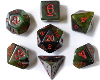 Toxic Poly 7 Dice RPG Set Green Lime D&D 5e Pathfinder Dungeon Dragon Role Play 