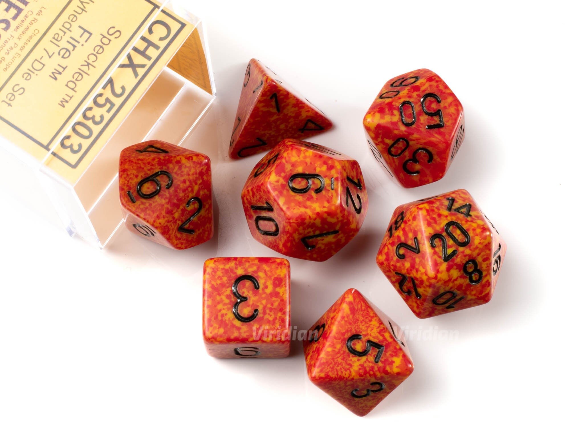 Chessex Dice Polyhedral 7-Die Speckled Dice Set Fire CHX 25303 