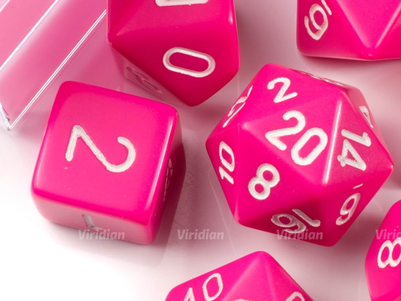 7 Chessex Dice Set Opaque Pink /& White