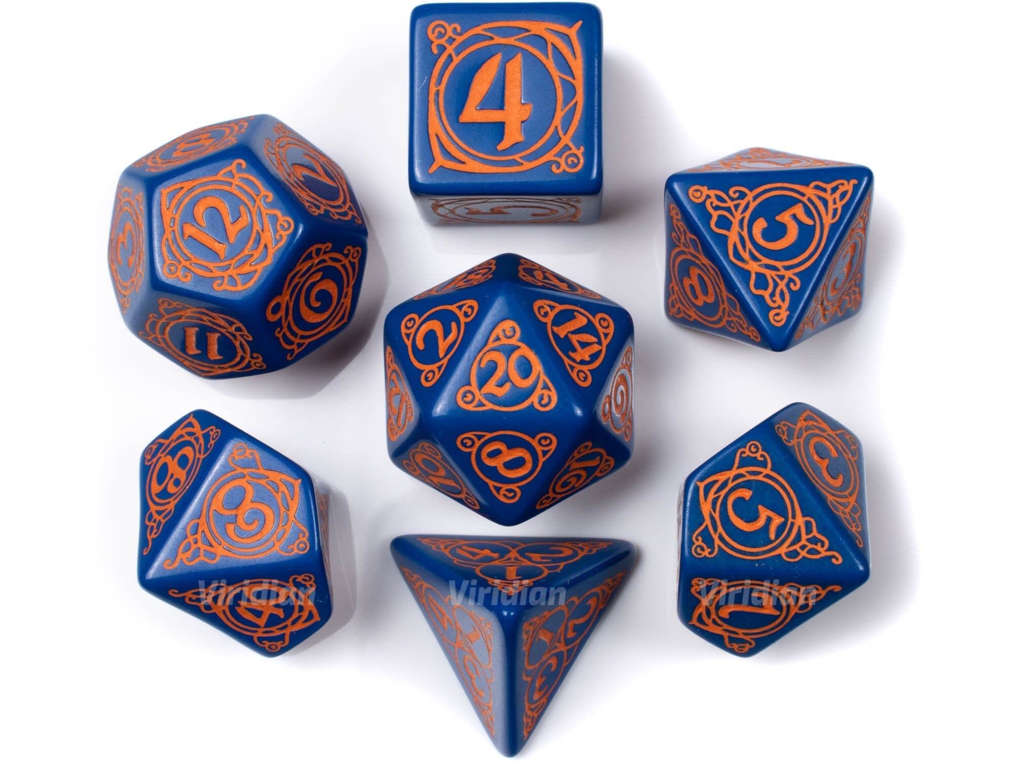 Wizard Dark Blue & Orange Dice Set 7 Q Workshop | Etsy Israel