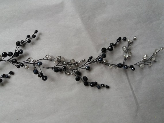 Black Wedding Hair Piece Bridal Black Hair Vine Bridesmaids Etsy
