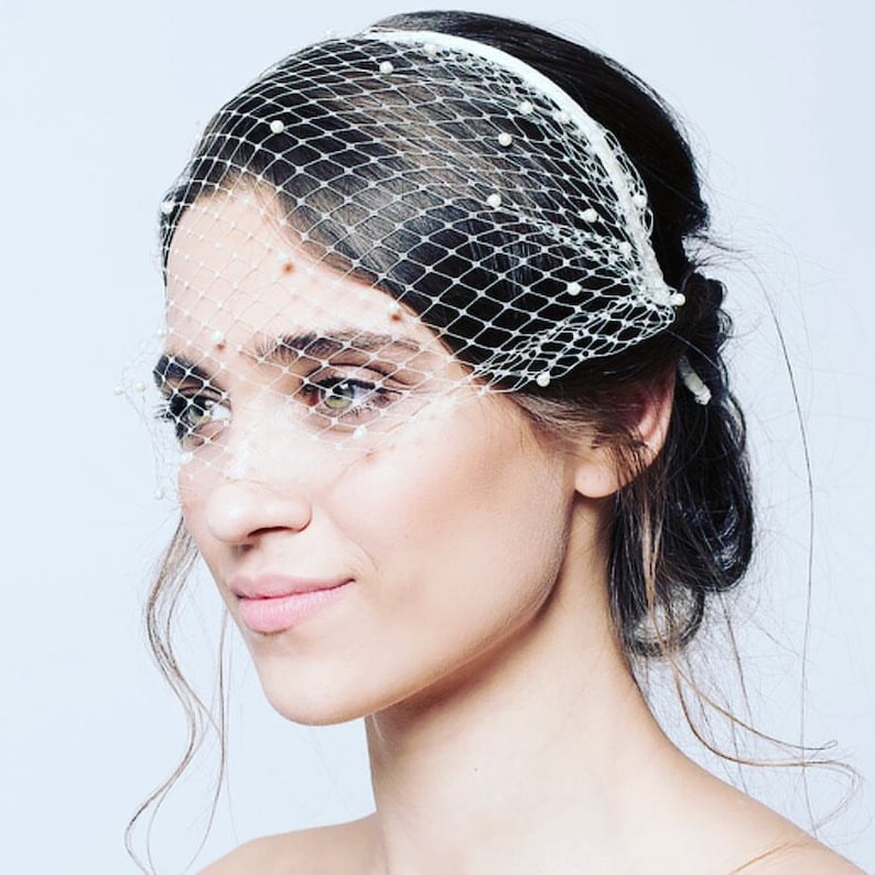 Black veil headband black lace veil Black birdcage veil Prom Etsy