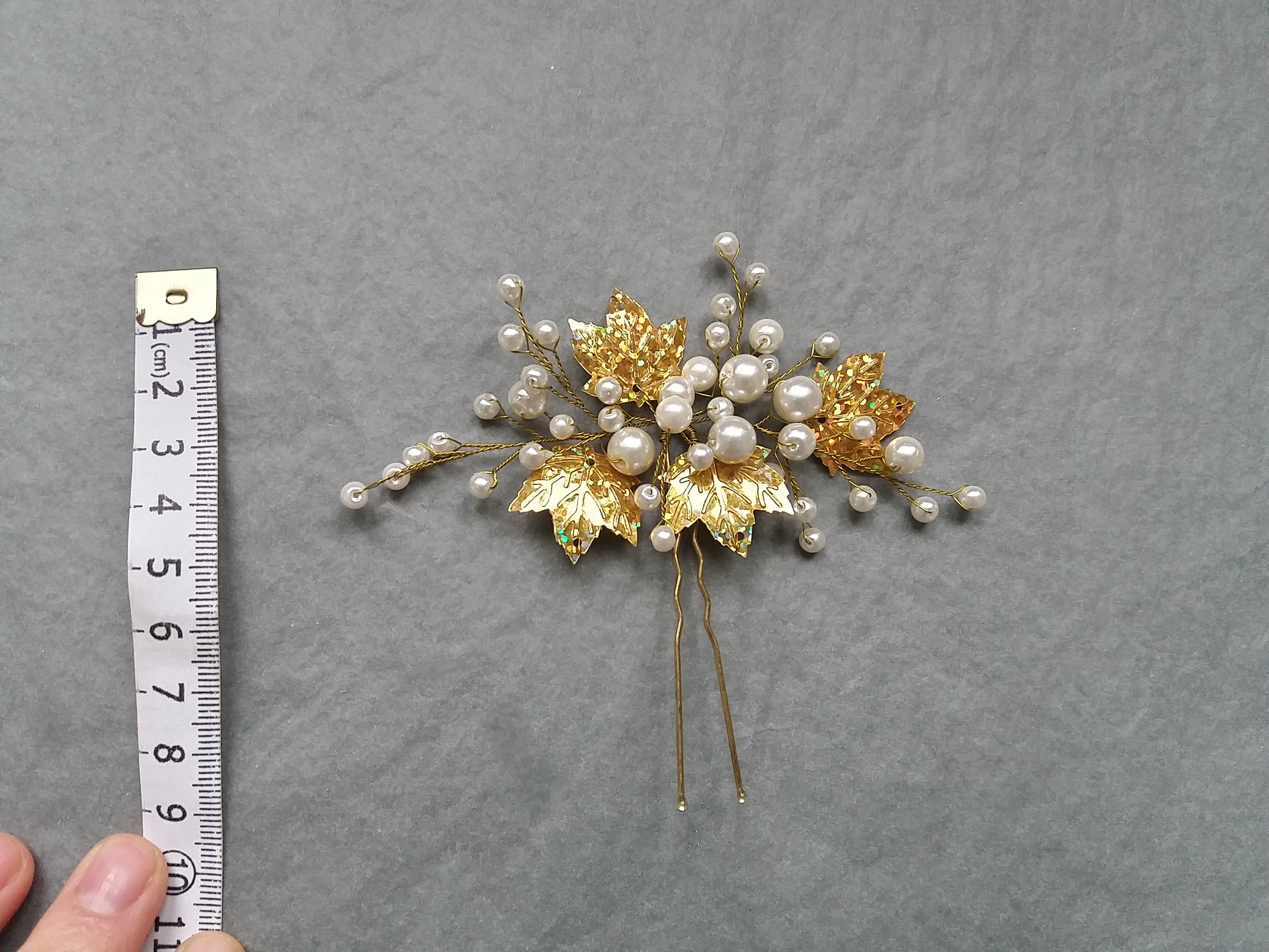 Gold hair pieces Flower girl hair accessories Fall leaf Etsy
