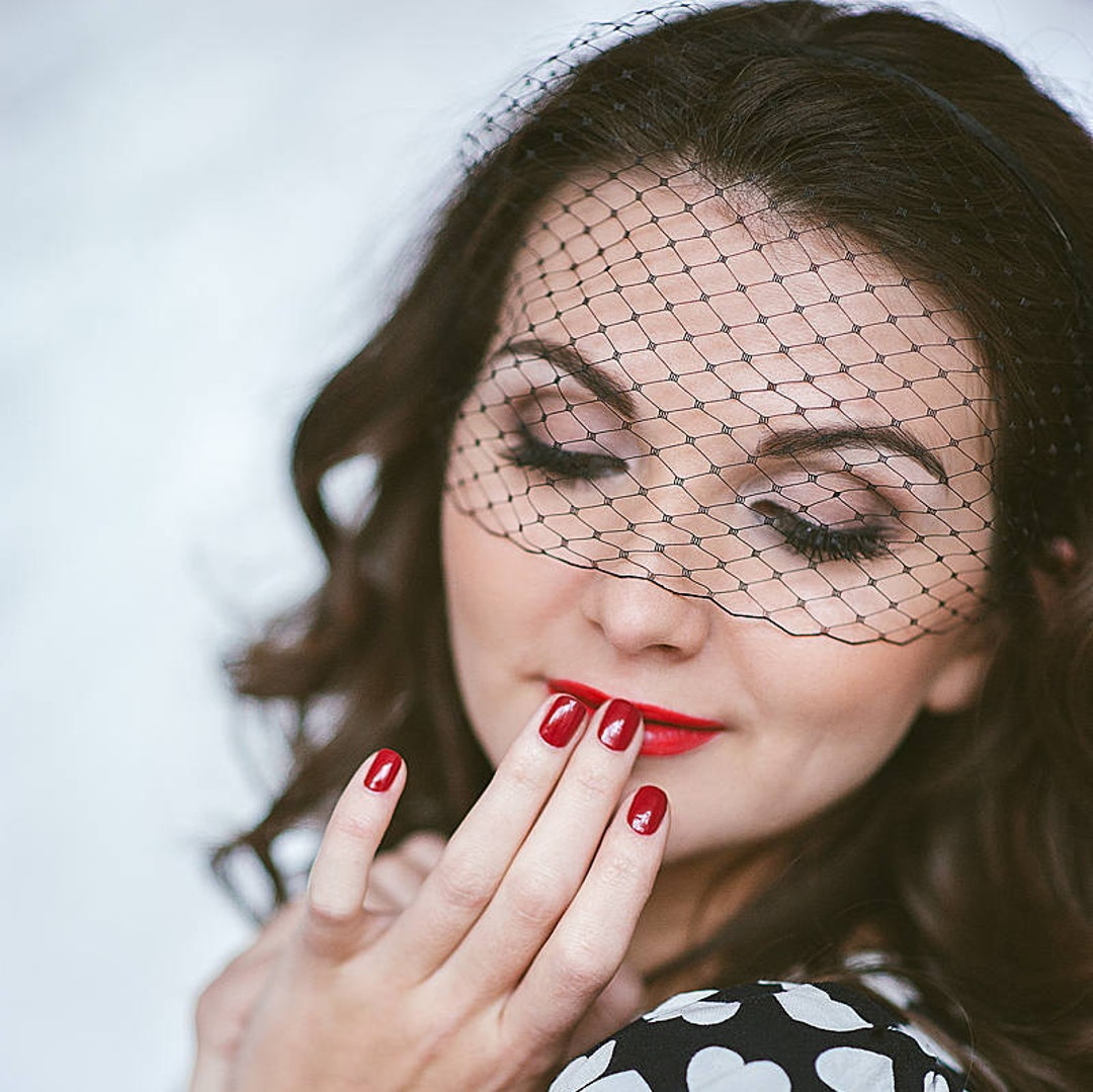 Black Birdcage Veil Black Veil Headband Lace Veil Voilette Etsy
