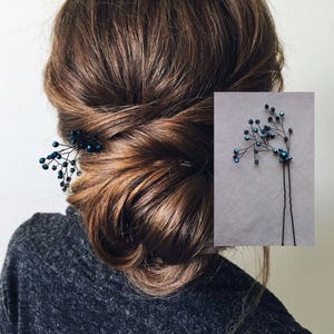 Something blue for bride Sapphire hair pin navy Wedding hair accessories Cobalt blue hair piece Galaxy wedding Starry night wedding classic