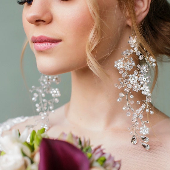 White Lace Earrings Boho Wedding Earrings Boho Earrings Wedding Earrings Prom Earrings Long Earrings White Earrings Lace Earrings