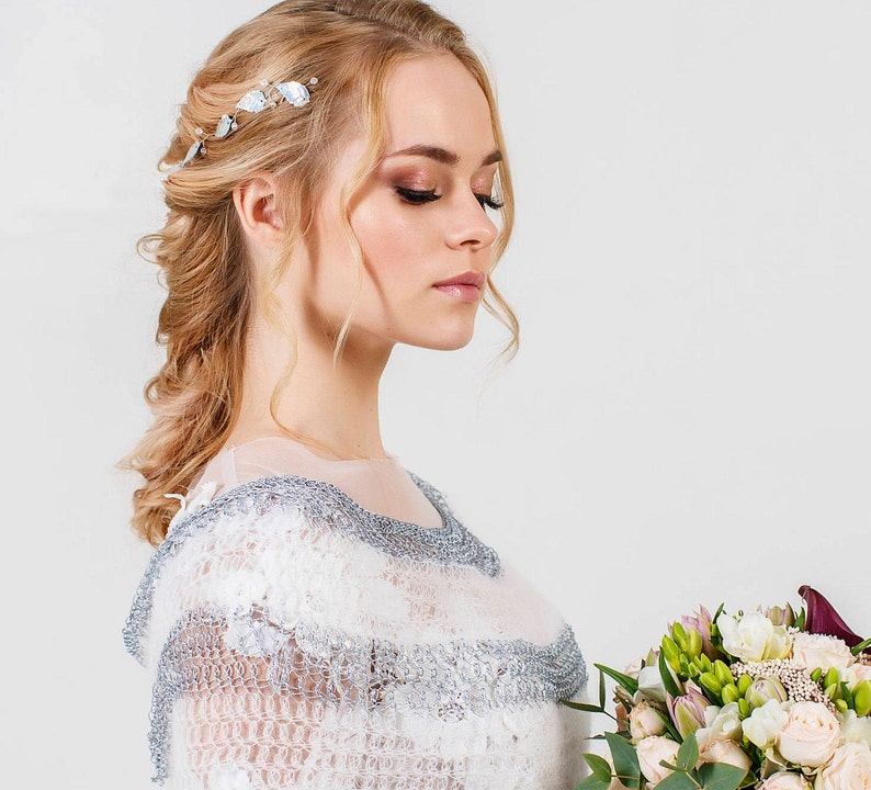 Silver leaf hair accessories Elven wedding hair piece Flower girl gift Bridesmaids hair vine