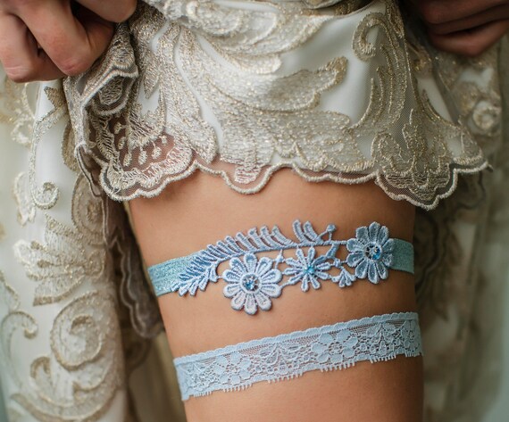 thuis influenza overschot Iets blauw voor bruid Blauwe kousenband bruid IJsblauwe - Etsy België