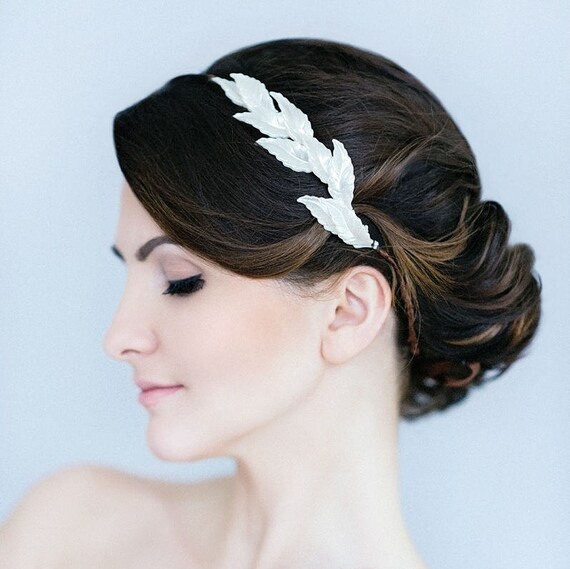 White Leaf Hair Piece Simple Flower Crown Flower Girl Wreath Etsy