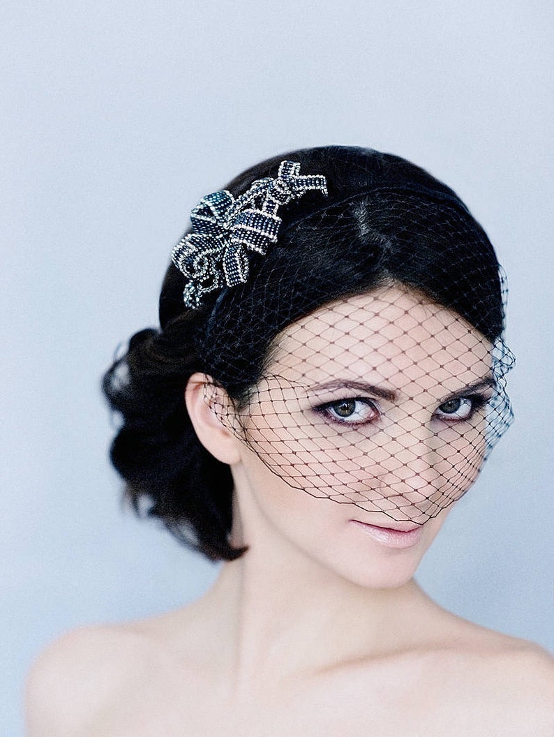 Black Birdcage Veil Black Veil Headband Lace Veil Voilette Etsy