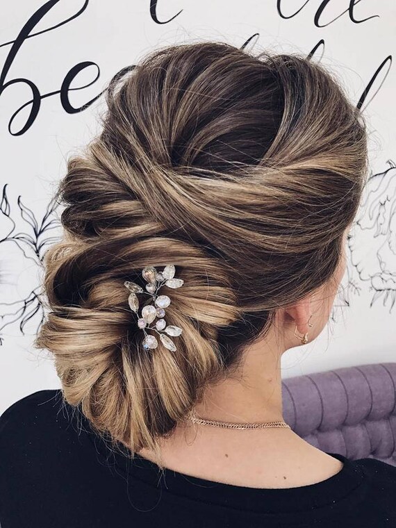 Bridal Hair Piece Wedding Crystal Hair Pins Silver Hair Pin Etsy