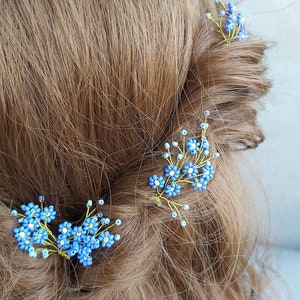 Forget me not hair pin Something blue for bride hair clip hair jewelry Babys breath Bridesmaid hair accessories Daphne Fall wedding bridal