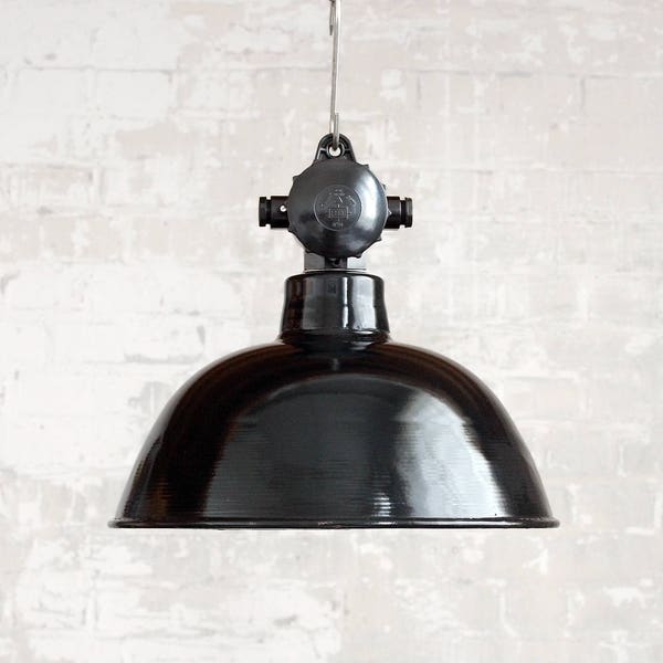 Alte Fabriklampe restauriert »EMATRE-S« Emaille-Leuchte Industrie-Design Antik Vintage LBL Lampe Ø 38 cm