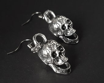 Pendientes de gancho de calaveras gritando 3D: terror, Halloween, espeluznante, gótico, gótico, punk, anatómico, rockero, E-Girl, Emo, Grunge, Edgy, Creepy, Alt