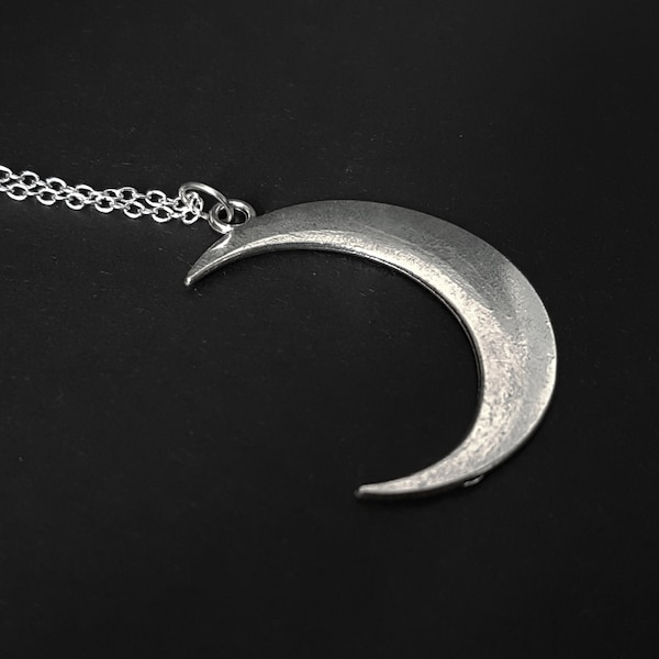 Lange Große Celestial Crescent Moon 75cm Edelstahl Kette Halskette - Hexe, Pagan, Goth, Gothic, Space, Lunar, Wiccan, Astrology, Mystic