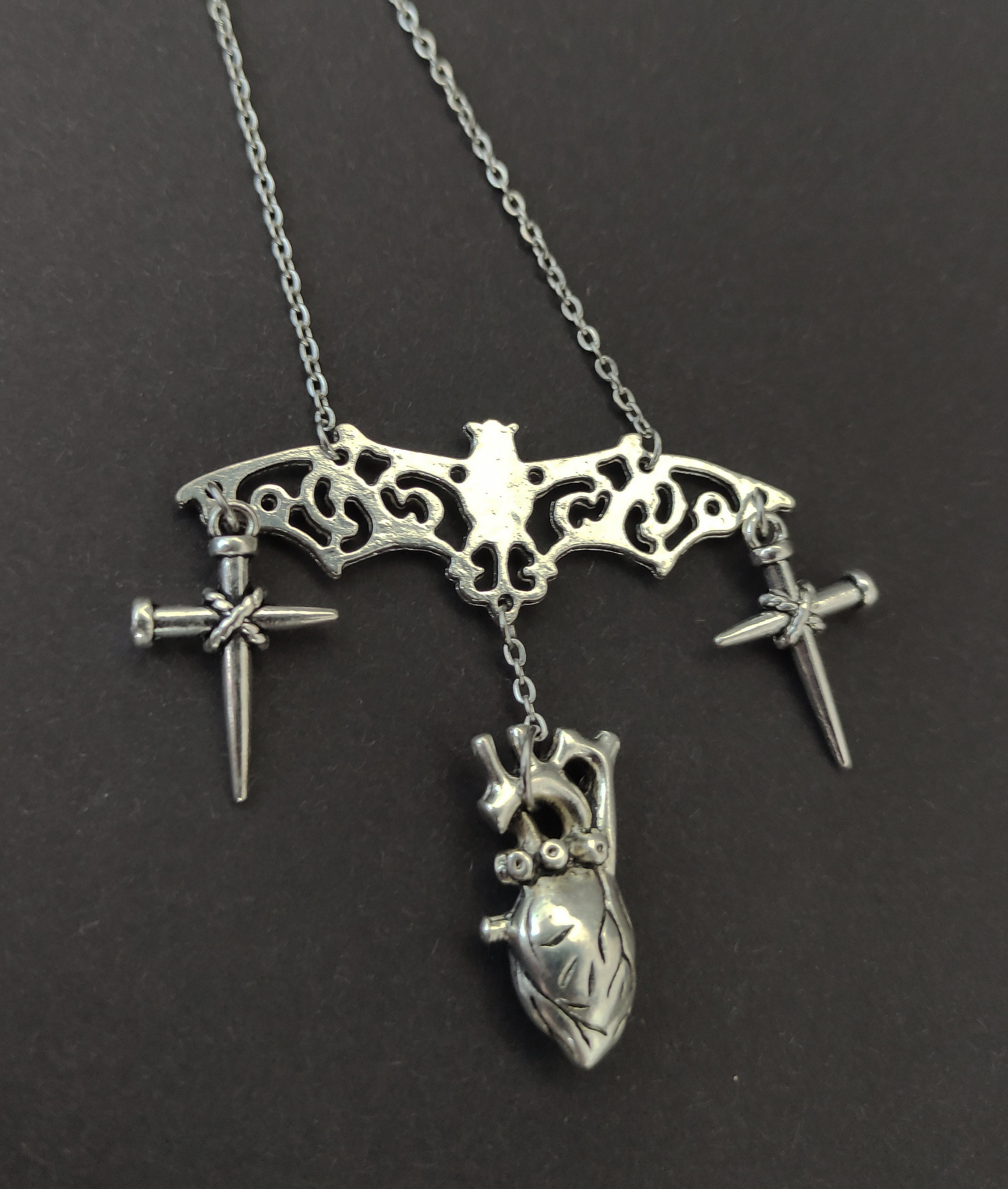 YFN Fledermaus Halskette Sterling Silber – Gothic Schmuck Set Mit Ohrringen & Ring