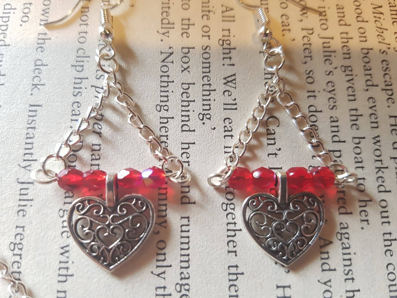 Beaded Filigree Heart Set Filagree Jewellery Heart Necklace Etsy