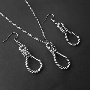 Hangmans Noose Stainless Steel Set - Horror, Halloween, Spooky, E-Girl, Emo, Edgy, Creepy, Gothic, Goth, Punk, Witch, Grunge, Alt, Gift Set