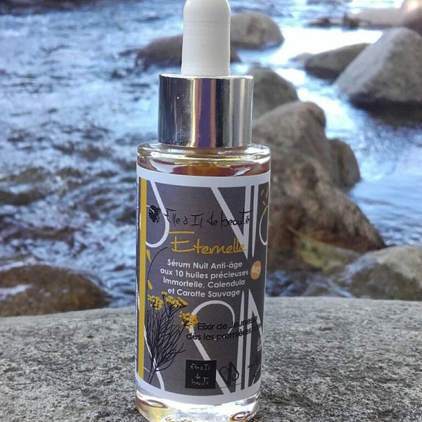 Sérum Anti-rides à l'Immortelle sauvage de Corse. Elixir de Jeunesse. (Bio/Organic) - Flacon verre compte-goutte, 30 ml.  Made in Corsica