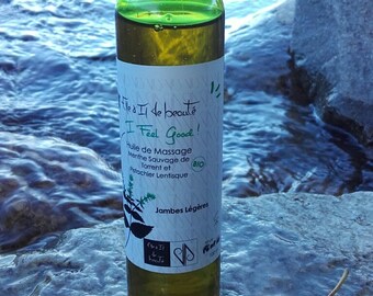 Oil Massage draining organic essential oils of Corsica - Buckthorn pistachio - wild mint - Made in Corsica - 100 ml