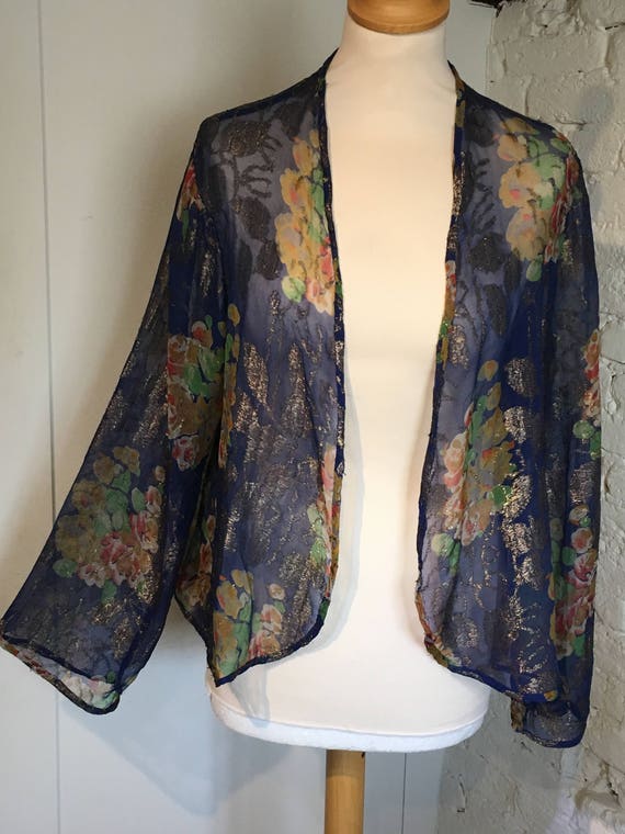 Original 1920s-1930s Floral Lamé Chiffon Jacket