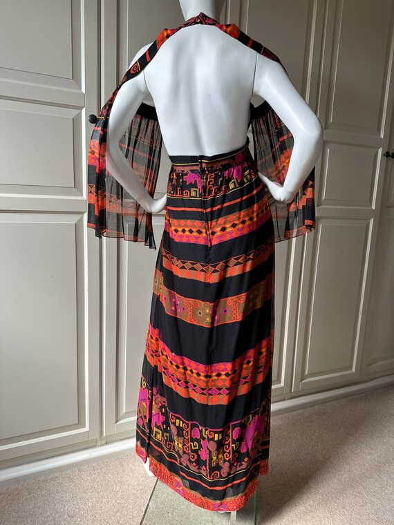 Late 1960s Maxi Gown with Unusual Cold Shoulder, … - image 5