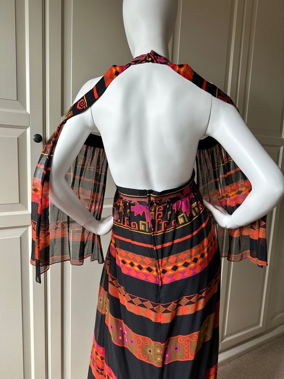 Late 1960s Maxi Gown with Unusual Cold Shoulder, … - image 6