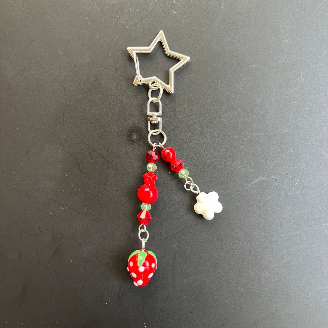 Red Strawberry Keychain - Etsy