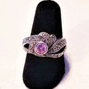 Sterling zilveren instructie ring met roze steen