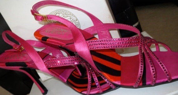 versace sandals pink