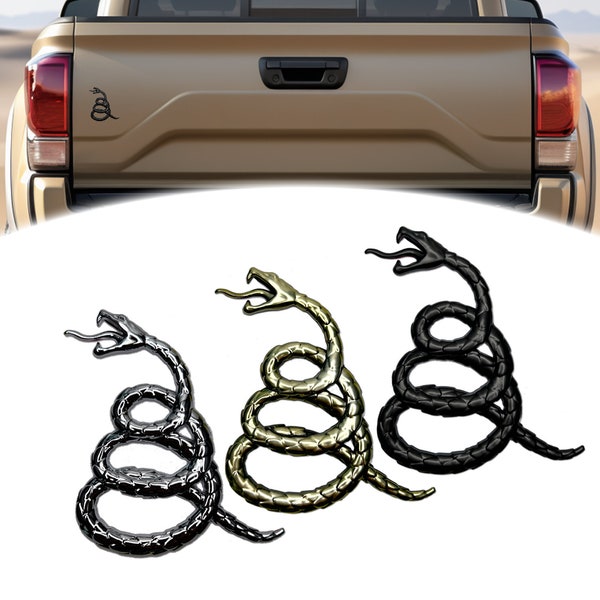 Pair (2) Gadsden Flag Rattlesnake - Dont Tread On Me Emblem - 3D Gadsen Decal - Libertarian Snake Decals for Cars Jeep Truck - 3 3/4in X 4in