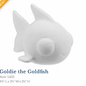 Unpainted bisque Ceramic Goldie the Goldfish ready to paint no firing required acrylic paints can be used