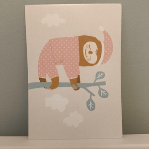 Illustration de carte cadeau de carte de voeux de carte postale de chapeau de paresseux