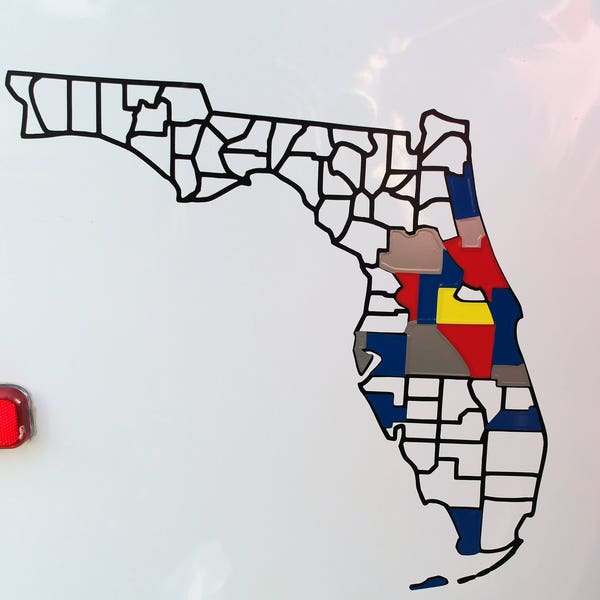 Florida County Decal Map - Camper decal, Florida decal, RV decal, Camping decal, Florida Map, Florida County Map, Camping tracker decal