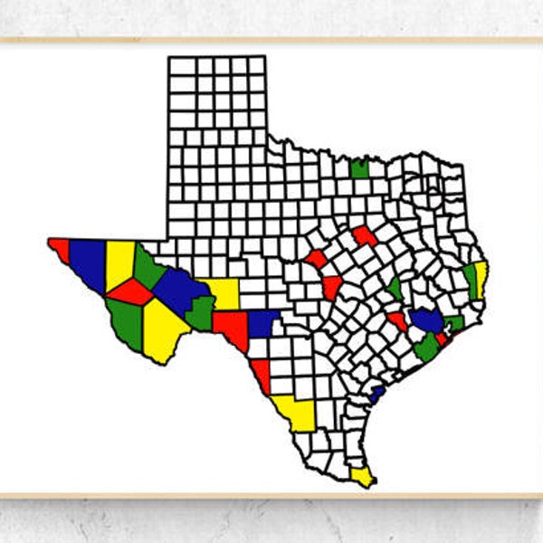 Texas County Map Adventure Tracker - Mini and Large decal maps