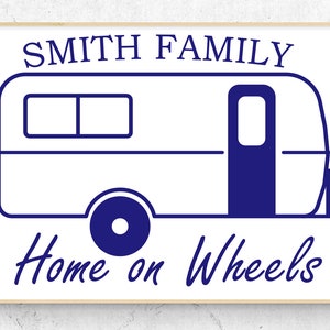 Rounded Camper Personalized Home on Wheels Vinyl Decal (6&quot; x 4.2&quot;) Similar to Casita Independence