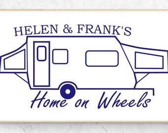 Hybrid Camper Home on Wheels Personalized Decal (6.5" x 3.2")