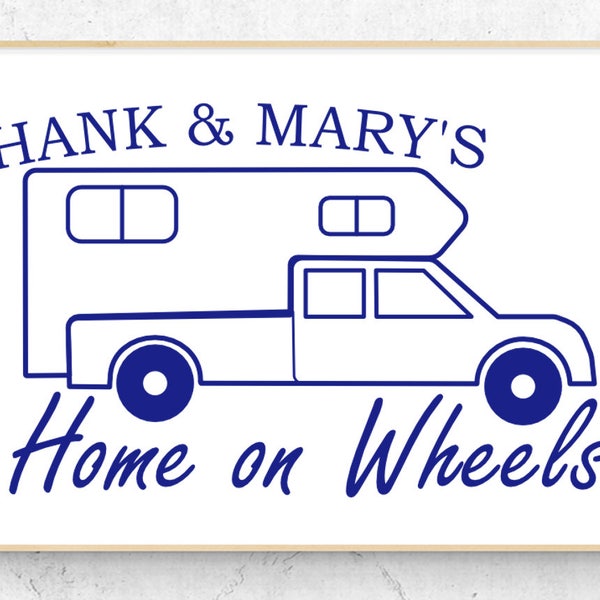 Truck Camper Personalized Home on Wheels Vinyl Decal (6" x 3.8")